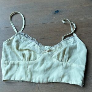 Butter yellow and lace princess Polly tank cropped top